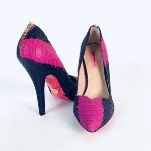 BETSEY JOHNSON Taylr Pink Purple animal zip heels